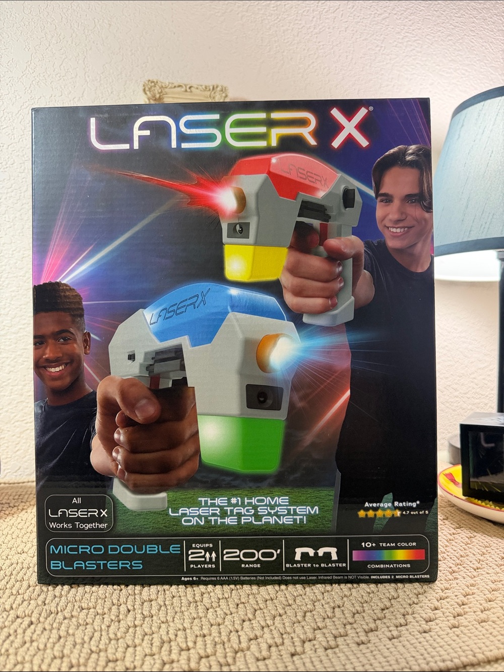 Micro Double Blasters โ White with Blue and Green Accents